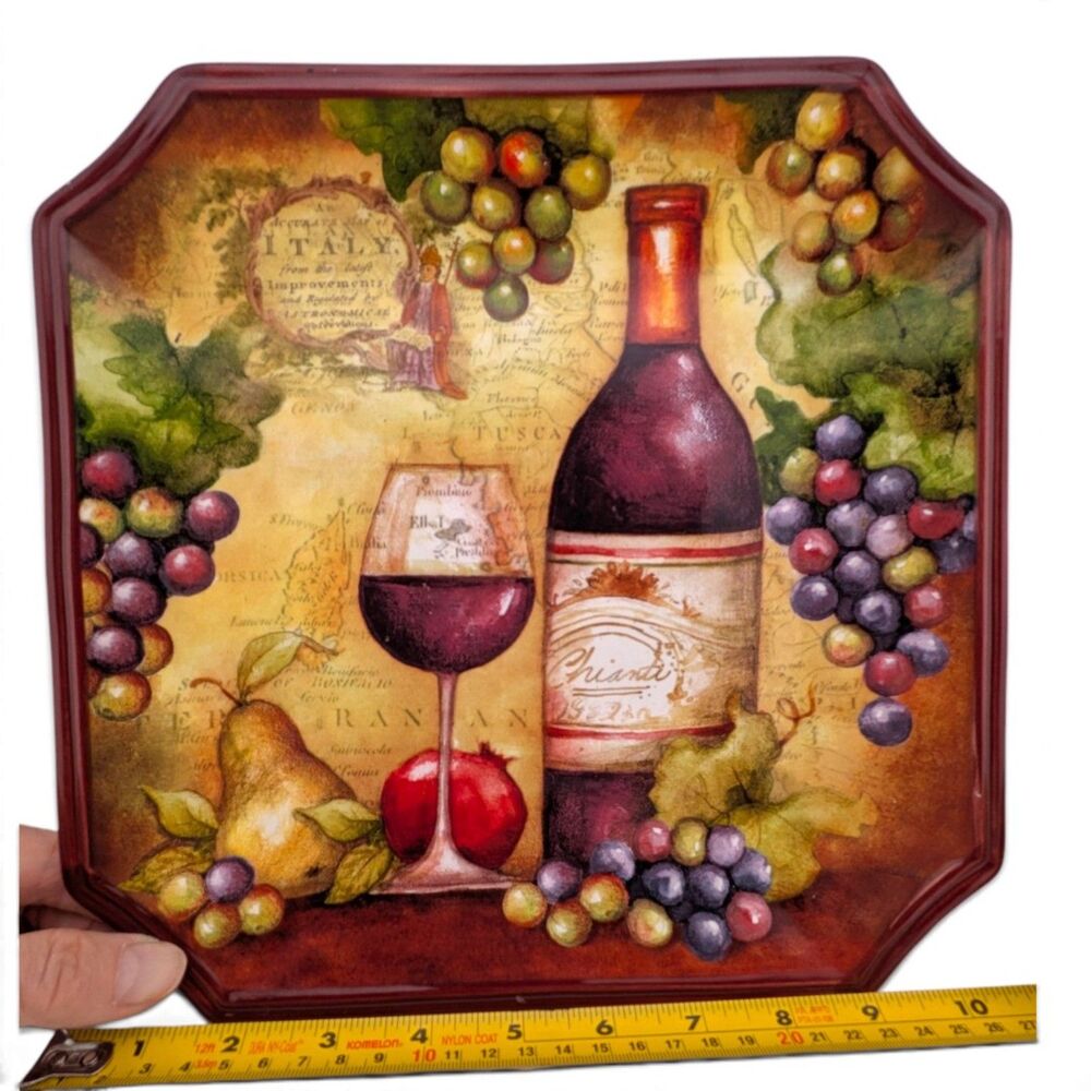 Susan Winget Wine Map Certified International 10.75" Square Dinner Plate